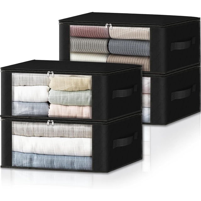 Caja Organizadora Plegable de Tela con Ventana Transparente, Capacidad 35L