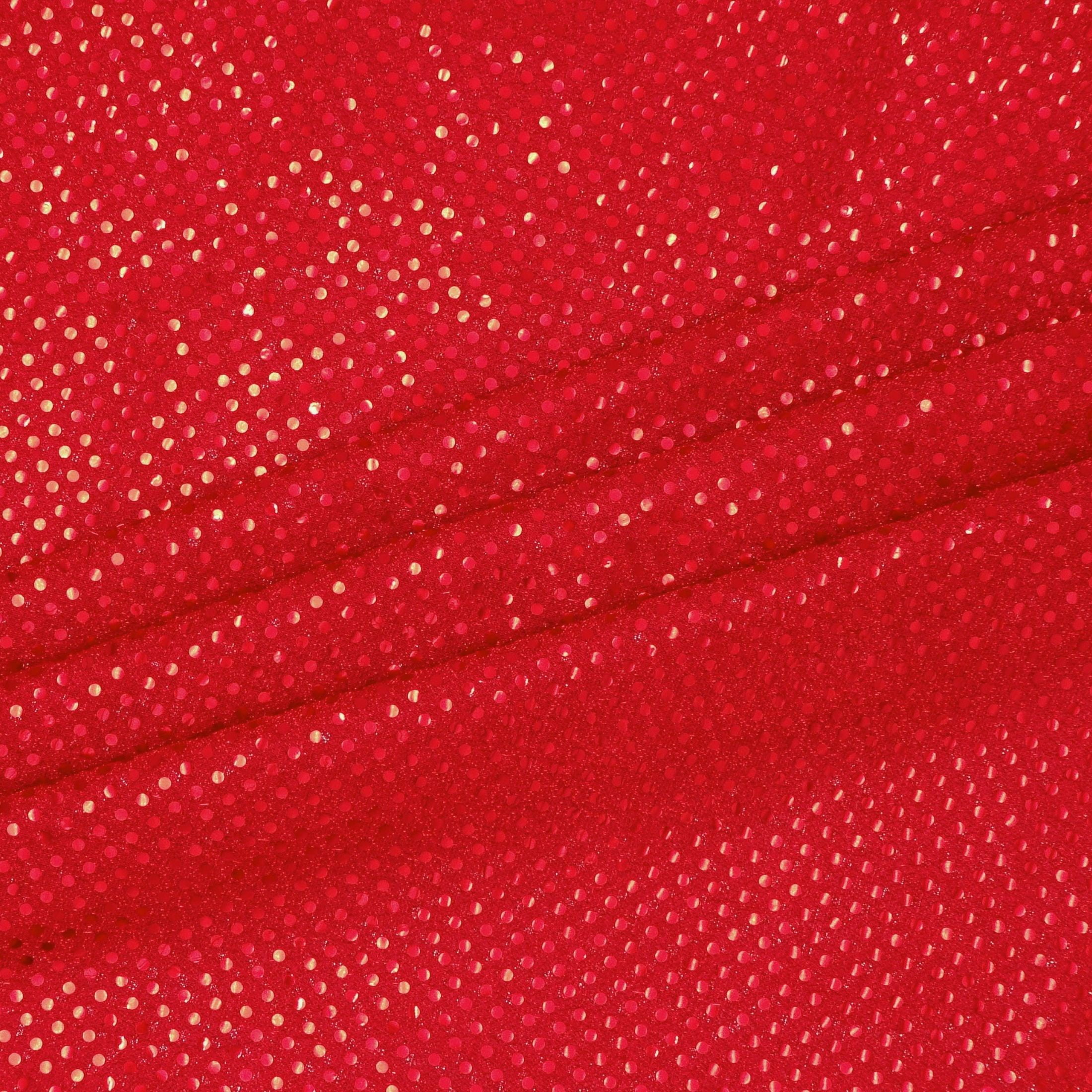 Hello Hobby 38” x 72” 83% Polyester 17% Metallic Small Dot Sequin 2 Yard Precut Fabric, Red, 38" Wide for Sewing & Crafting
