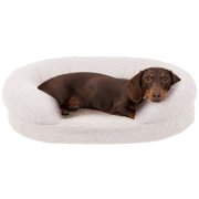 PETMAKER 29” Orthopedic Dog Bed for Small Dogs, Pet Bed with Supportive Bolster, Cream