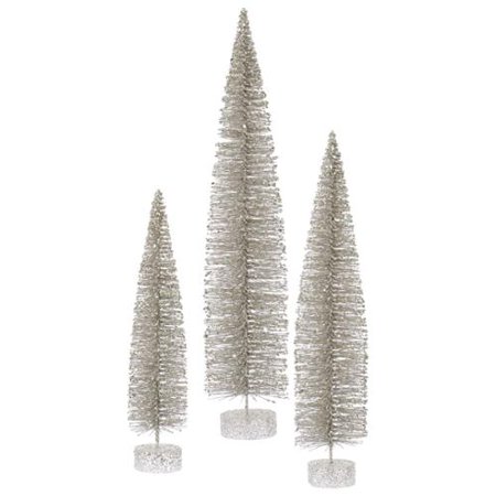 Set of 3 Champagne Glittery Oval Artificial Christmas Tree - Unlit