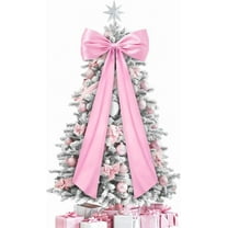 20 x 47 Inches Extra Large Christmas Tree Topper Bow, Christmas Wine Pink Stain Bow Giant Xmas Wreath, Christmas Decorations for Tree Topper Door Home Wall Party Holiday Birthday Wedding