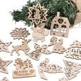 thumbnail image 1 of 10Pcs Hollow Out  Tree Snowman Christmas Wooden Pendants Hanging Ornament, 1 of 9