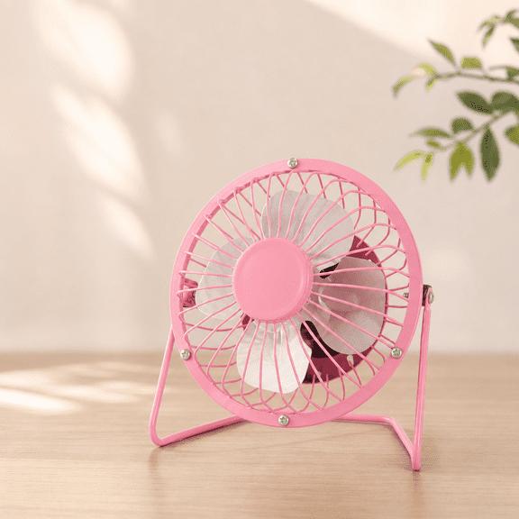 4-inch mini metal fan USB Desk Fan Small Personal Air Circulator Fan Portable Electric Table Desktop Fan Rechargeable Travel Fans for Camping Office Room Outdoor Pink