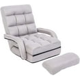 thumbnail image 1 of WAYTRIM Indoor Chaise Lounge Folding Lazy Sofa Floor Chair 6-Position Padded, Lounger Bed with Armrests and a Pillow Chaise Couch - Light Gray, 1 of 8