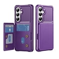 thumbnail image 3 of for Samsung Galaxy S25 Plus Wallet Case with Stand-4 Card Holder Slot Hidden Bracket Double Magnetic Clasp PU Leather Slim Shockproof Hybrid TPU Frame Cover for Samsung Galaxy S25 Plus, Purple, 3 of 8