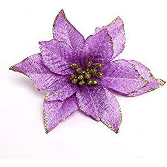 Baladais12 Pcs 13cm Christmas Tree Decorative Silk Flower Gold Poinsettia Bush and Red Poinsettia Bush Artificial Flowers Christmas Tree Ornaments, Blue…