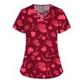 thumbnail image 4 of Puntoco Mujeres Camisetas de manga corta Uniforme de trabajo Día de San Valentín Blusa de bolsillo impresa Puntoco Puntoco-2249, 4 of 5