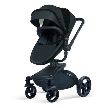 Wonderbuggy Stork Luxury 2 In 1 All Terrain Stroller With Reversible Reclining Seat And Carrycot - Black (Best Reversible Seat Stroller)