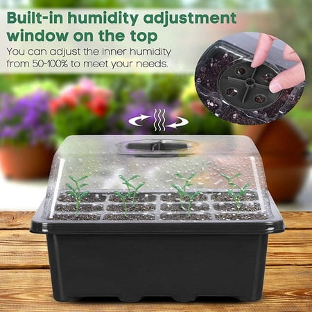 

12 Cells Seedlings Starter Trays Set Breathable Seedling Tray Plant Starter Kit with Drainage Hole Biodegradable Seed Propagator a