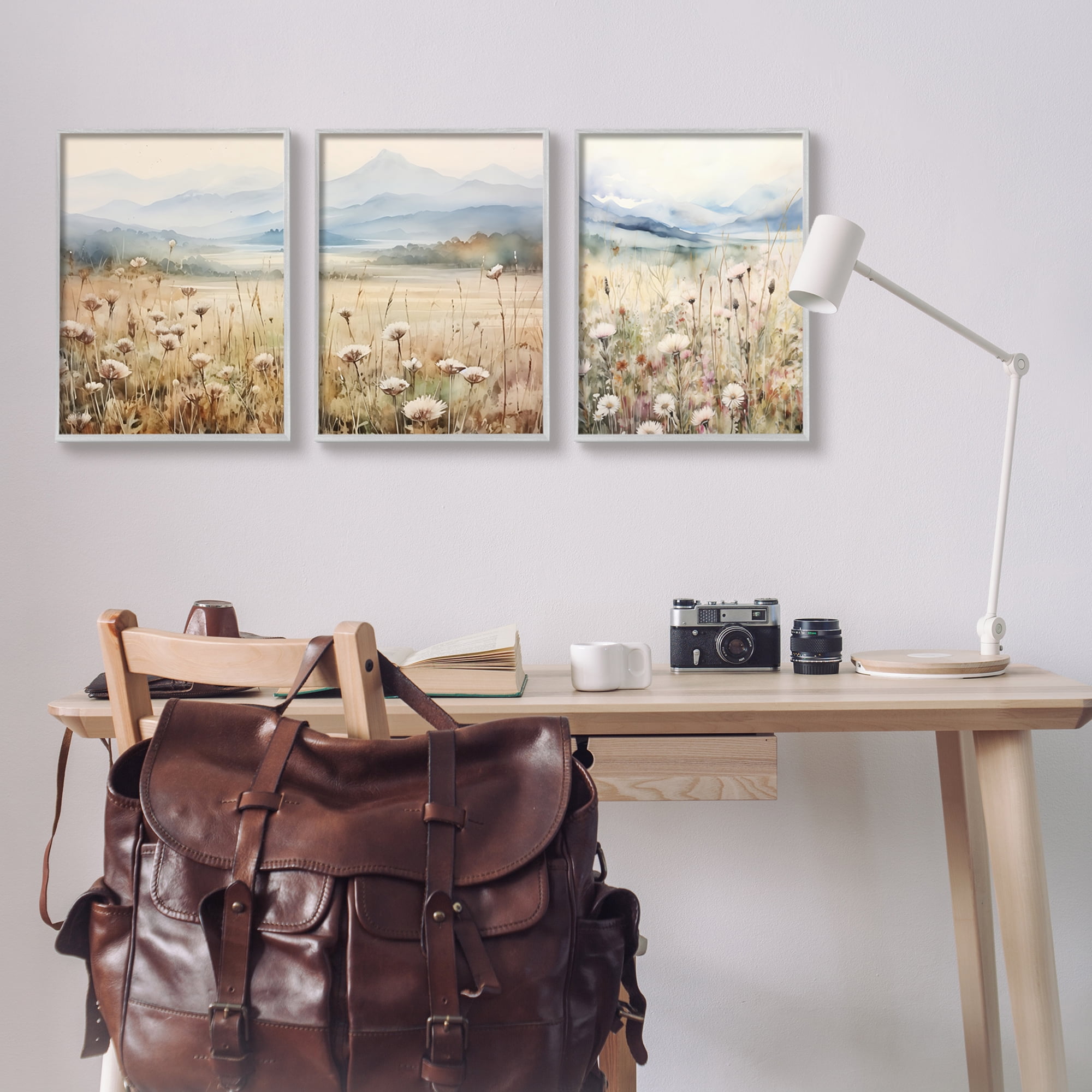 Stupell Industries In The Field Landscape Landscape Painting Gray Framed Art Print Wall Art, 16 x 20, Set of 3