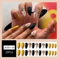 thumbnail image 4 of FCOGIN Medium Almond Acrylic False Nail, Press on Nail, Black, Gold, Glitter, 24 Pieces, 4 of 5
