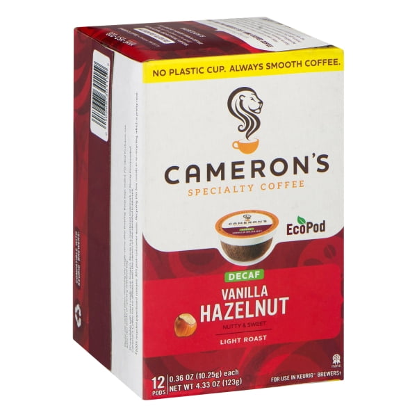 Cameron's Specialty Coffee Decaf Vanilla Hazelnut Single Serve Pods, 12 count