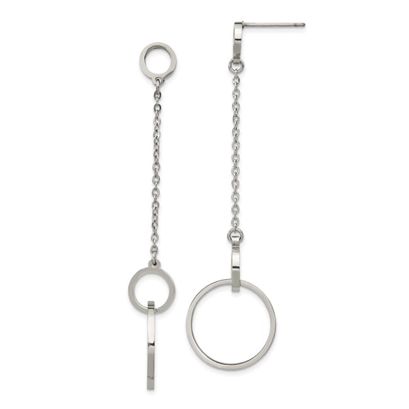 Primal Steel Stainless Steel Circle Post Dangle Earrings