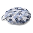 thumbnail image 1 of Blue Nautical Round Floor Cushion with Handle, Lavender Blue and Grey Tone Hexagons with Different Motifs, Decorative Pillow for Living Room & Dorms, 18" Round, White Dark Slate Blue, by Ambesonne, 1 of 4
