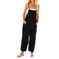 thumbnail image 1 of Staron Spring Summer Jumpsuits for Women Casual Sleeveless Belted High Waist Long Pants Rompers Solid Color Fashion One Piece, Black L, 1 of 6