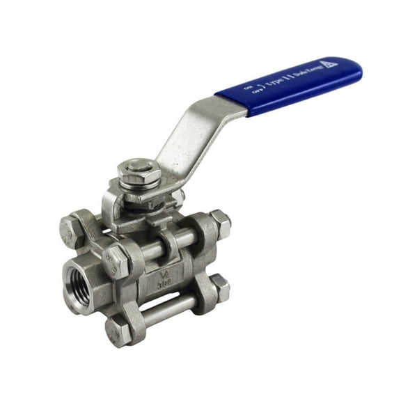 3-Piece Industrial Strength Ball Valve NPT, 304 Stainless Steel PTFE Seals Water Oil Gas 1/4" 3-Piece | Industrial WOG1000