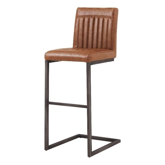 New Pacific Direct Ronan 31.5" PU Leather Bar Stool in Brown (Set of 2)
