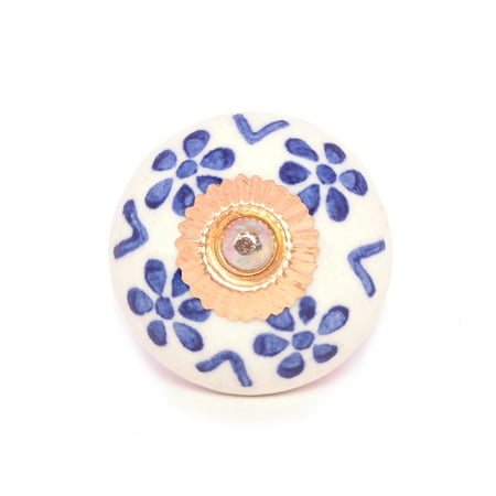 White And Blue Ceramic Cabinet Knobs Round Door Knob Cabinet And