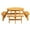 Natural | 8 Person, variant on IVV 8 Person Wood Picnic Table, Outdoor Round Picnic Table with 4 Built-in Benches, Umbrella Hole, Outside Table and Bench Set for Patio, Backyard, 500lbs Capacity Per Bench, Natural