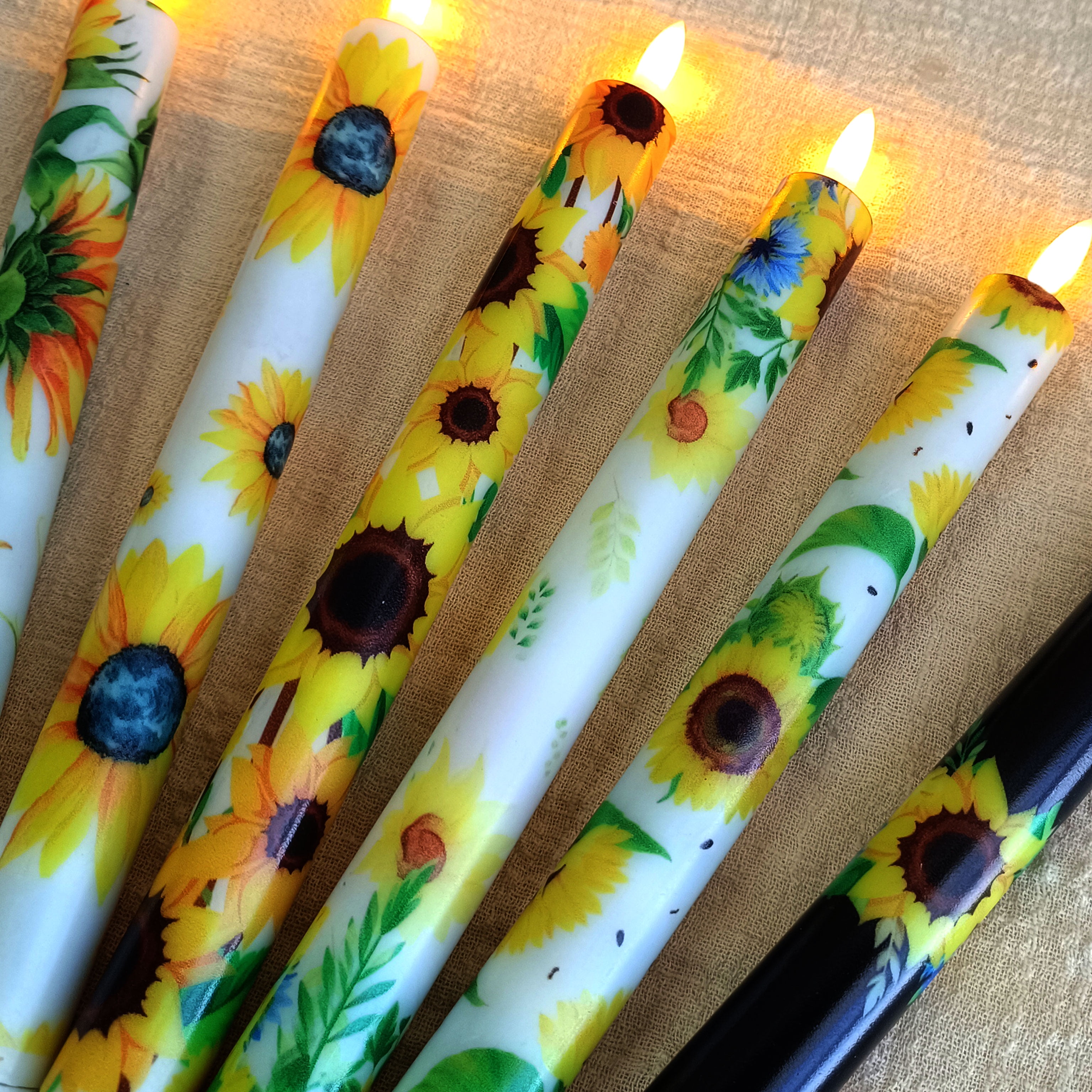 6PCS Printed Flameless Taper Candles, 10 Inch LED Candlesticks Battery Operated with 11-Key Remote, 3D Flickering Flame Lights for Wedding Party Home Decor Gifts