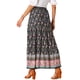 thumbnail image 3 of Faldas Boho para Mujeres INSPIRE CHIC con Estampado Floral, Faldas Maxi Casuales de Cintura Elástica para Primavera Verano, Talla XS, Azul Marino, 3 of 6