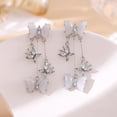 thumbnail image 3 of Long CZ Butterfly Tassel Drop Dangle Earrings for Women Gold-Toned Crystal Rhinestone Animal Insect Dangling Studs Earring Fashion Wedding Halloween Jewelry, 3 of 12