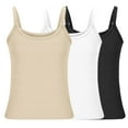 thumbnail image 5 of QUINDOS Womens Tank Tops 3 Pack Athletic Ribbed Summer Womens Camisoles MultiPack Running Spaghetti Strap Crew Neck Sleeveless Cami Shirts Slim Fitted Solid Color Undershirts, 5 of 6