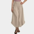 thumbnail image 2 of MNCEKFOD Jeans for Women High Waist Wide Leg Flowy Culottes Elastic Loose Comfy Summer Casual Relaxed Fit Comfortable Trousers Khaki L, 2 of 8