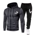 thumbnail image 4 of Conjuntos de sudaderas con capucha estampadas deportivas para hombre, ropa deportiva de lujo con cremallera y forro polar, trajes informales de diseñador, ropa de marca nueva de 2023 para primavera y, 4 of 4