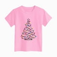 thumbnail image 5 of sdbrld Girls Christmas Shirt for Kids Crew Neck Short Sleeve Christmas‑themed Casual Holiday Tee Tops Pink Sizes 5-6 Years, 5 of 6