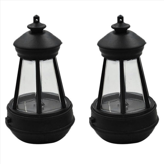 2X Solar Lantern Outdoor Waterproof Large Lighthouse Lantern Led Light Source Garden Decorative Lights,2 x Solar Lantern,Black