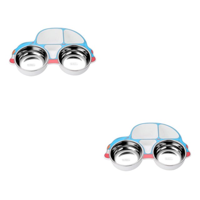 Ounissouiy Vajilla para niños, cuchara, tenedor, diseño de coche, cuenco para bebé, juego de cubiertos antideslizante sin óxido, cocina de Azul Coche/Cuenco/extraíble 2Conjunto