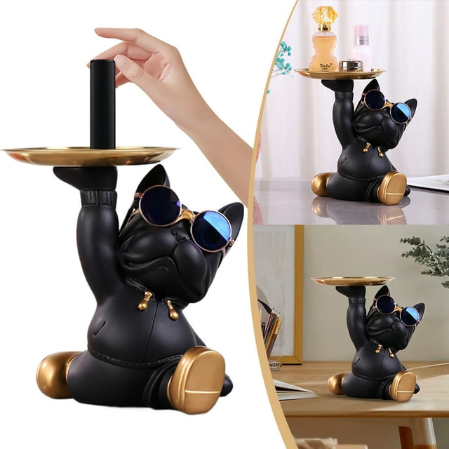 DQrwqpou Bandeja Almacenamiento Llaves Pitbull Estatua Versátil Pitbull para Adorno Mesa (negro)