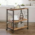 thumbnail image 2 of CubiCubi Kitchen Cart with 3 Tier Storage, Baker Rack with Wheels and 10 Hooks, Rolling Microwave Stand and Cabinet, Rustic Brown, 2 of 7