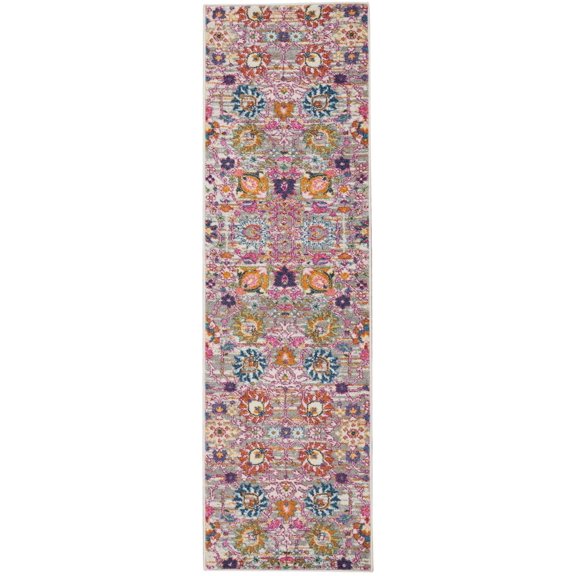 2â€™ x 8â€™ Gray and Pink Distressed Runner Rug