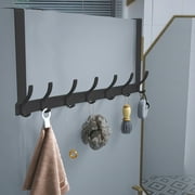 sixwipe Over The Door Hooks, Stainless Steel Heavy Duty Hanger Holder for Hanging Coat Robe Hat Clothe Towels, Behind The Door Hanger Hooks with 7 Double Dual Coat Hook, Fits 1-3/4 Thick Door