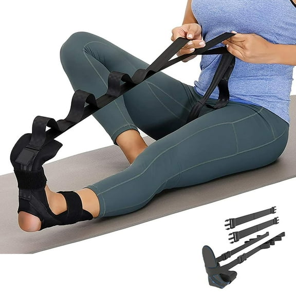 Asunby Adjustable Foot & Calf Stretcher with Padded Strap - Relieves Plantar Fasciitis, Achilles Tendonitis & Heel Spurs, Velcro Closure for Enhanced Flexibility 2Pack