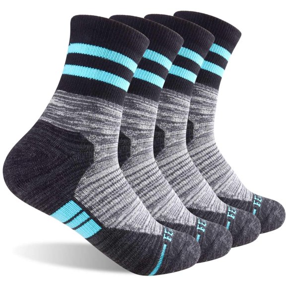 FEIDEER Women's Hiking Socks, 4 Pairs Outdoor Recreation Socks Wicking Cushion Walking Crew Socks (TJ-2-4WS182DGY-M)