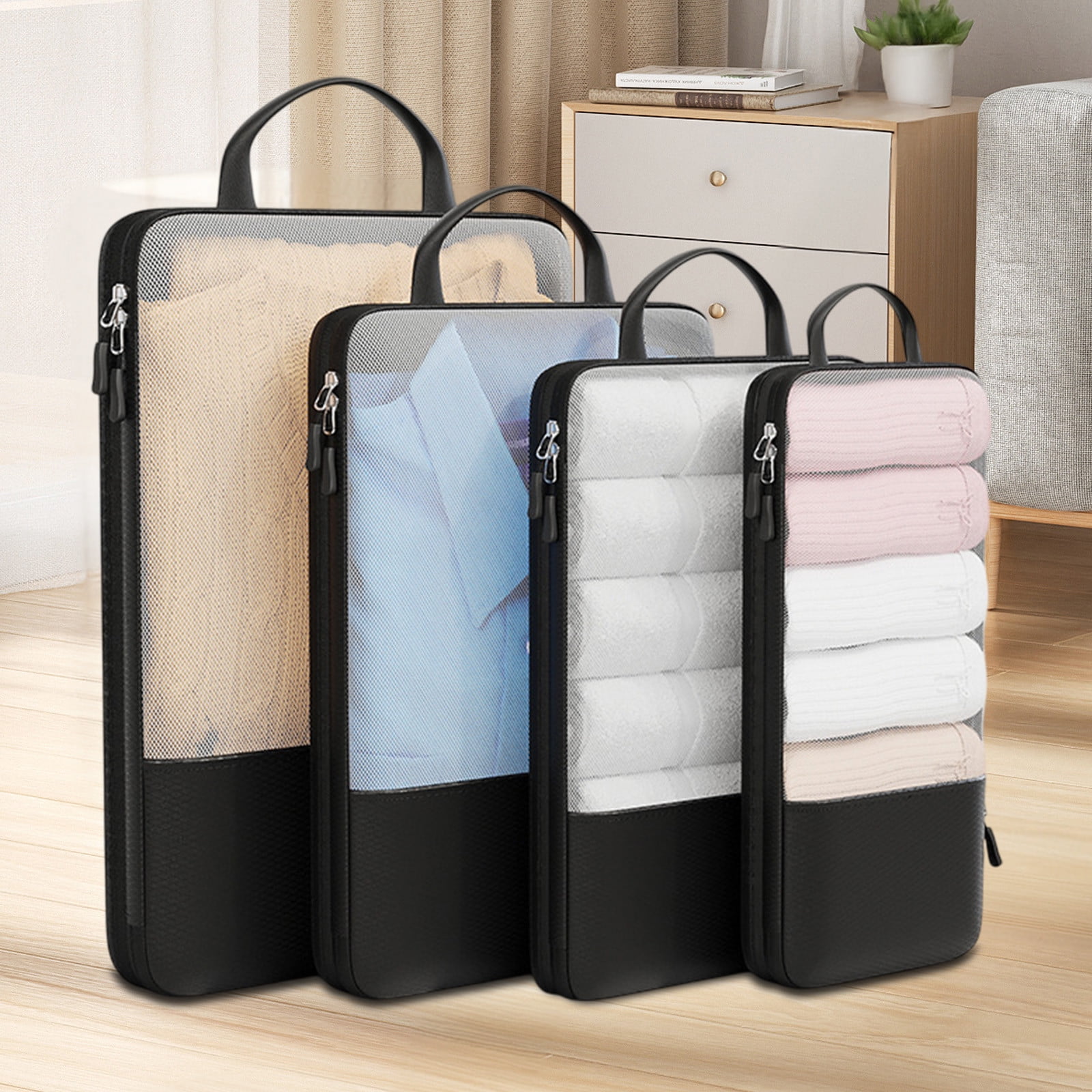 Travel Compression Packing Cubes,Space-Saving Luggage Organizers,Nylon Storage Bags,Clothes Packing Organizers,Travel Accessories,Reduce Luggage Wrinkles,Compact Travel Storage