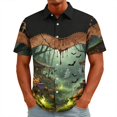thumbnail image 2 of Men's Halloween Shirts Candy Spider Graphic Short Sleeve Spooky T Shirt Pumpkin Print Collared Funny Fall Tees 4XL, 2 of 5