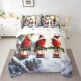 thumbnail image 2 of jejeloiu Cardinal Bird Bedding Comforter Set 7 Pieces,Merry Christmas Full Bedding Set,Xmas Snow Berry Fitted Sheet Flat Sheet,Luxury Bedroom Decor Reversible, 2 of 8