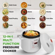 6 QT Electric Pressure Cooker - 9 Function Digital Countertop with Preset Cooking Modes, Adjustable Time & Temp Settings (White)