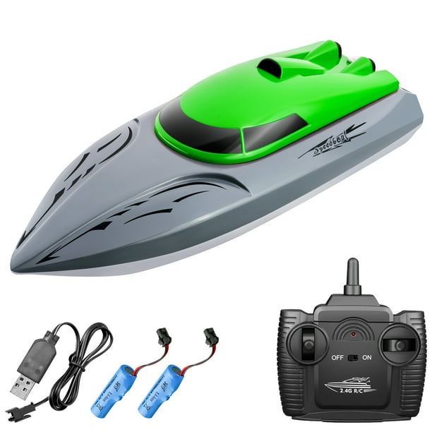806 2.4G RC Barco Barco de control remoto 20 KM / h Juguete impermeable de alta velocidad Barco RC B Tomshoo verde 2 baterías