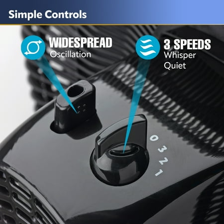 Lasko 16 Oscillating Adjustable Pedestal Fan with 3-Speeds, S16500, Black