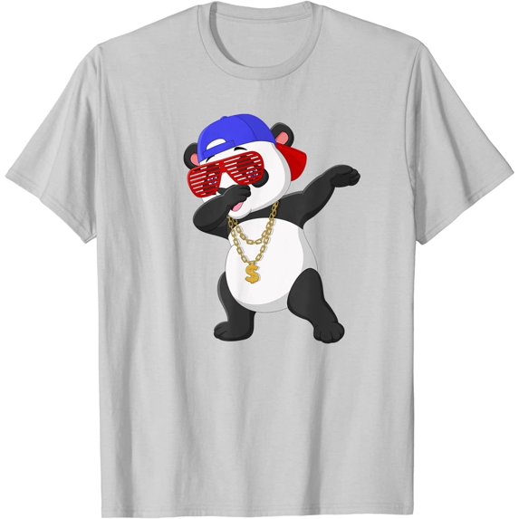 Cool Dabbing Dancing Panda Wearing Sunglasses Hat Necklace T-Shirt