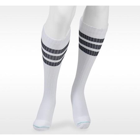 Juzo Men's Power Comfort Socks - 20-30mmHg Standard Retro Stripe White XXL Standard 2601ADS07 2XL