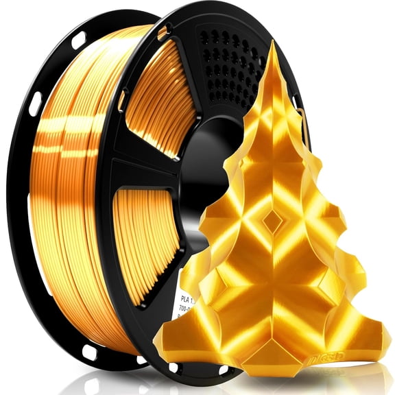 Silk PLA Filament 1.75mm for 3D Printer, Metal-Like Shiny Consumables 1kg (2.2lbs) 1 Spool, Dimensional Accuracy  /- 0.02 mm, Metallic Gold Silk Filament