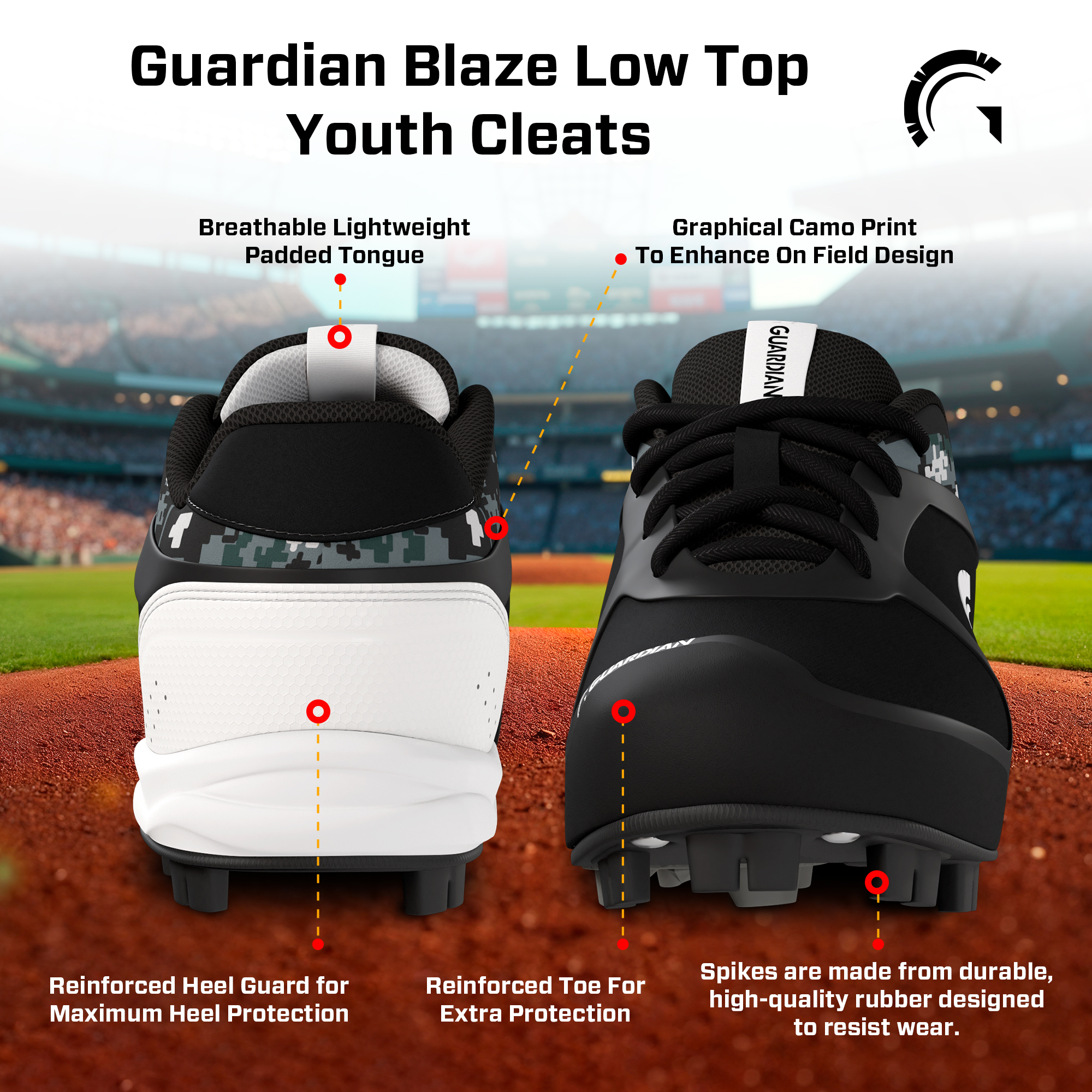 Guardian Blaze Cleat Bolt Low Top Youth Baseball Cleats photo 2