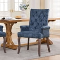thumbnail image 6 of PAPROOS Upholstered Dining Chairs Set of 4, Chenille Tufted Dining Room Chairs with Arms, Nailhead Trim, Curved Solid Wood Legs, Modern Farmhouse Kitchen Chairs for Home Living Room, Blue, 6 of 9