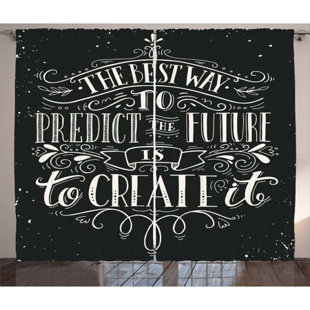 Vintage Curtains 2 Panels Set Hand Lettering On A Grunge Design